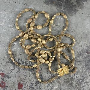 Long Jay Feinberg Strongwater SIGNED 3-strand textured gold bead necklace